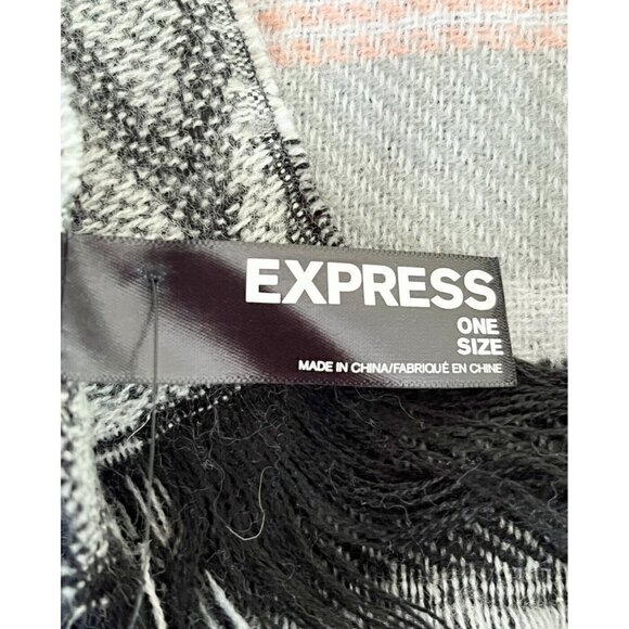 Express Gray and Pink Striped Reversible Chevron Pattern Blanket Scarf NWT - Picture 5 of 8